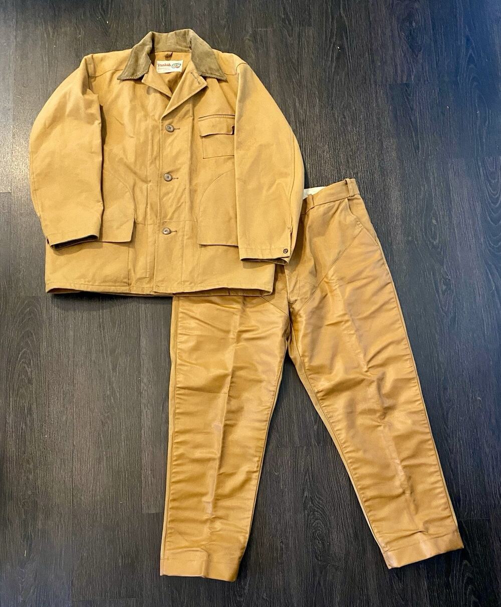 Vintage 1960s Utica Duxbak Upland Hunting Suit Set Canvas Jacket Pants 42 Talon